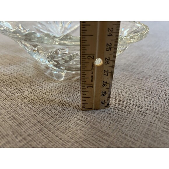 Vintage Clear Pressed Glass Footed Bowl Starburst Sawtooth Rim Candy Nut Dish - Picture 8 of 8